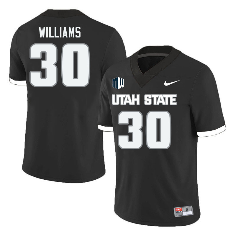Utah State Aggies #30 Josh Williams College Football Jerseys Stitched Sale-Black